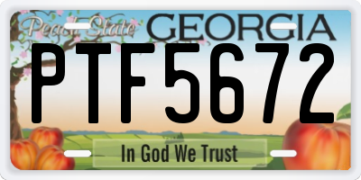 GA license plate PTF5672