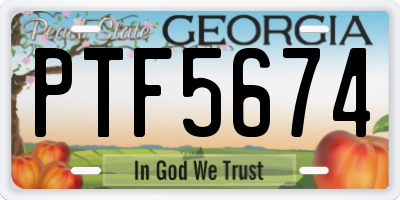 GA license plate PTF5674