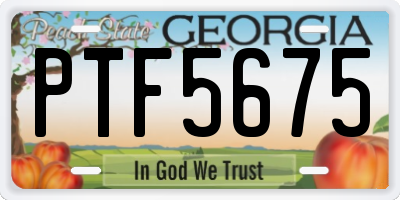 GA license plate PTF5675