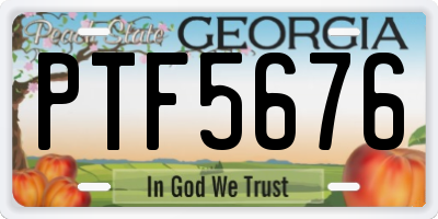 GA license plate PTF5676