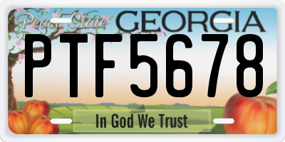 GA license plate PTF5678