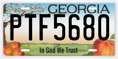 GA license plate PTF5680