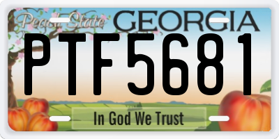 GA license plate PTF5681