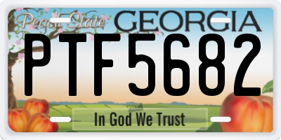 GA license plate PTF5682