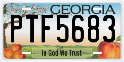 GA license plate PTF5683