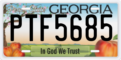 GA license plate PTF5685