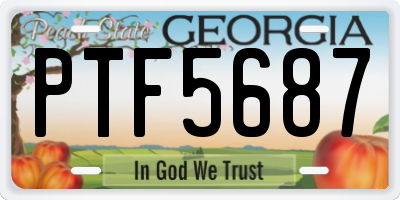 GA license plate PTF5687