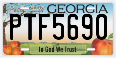 GA license plate PTF5690