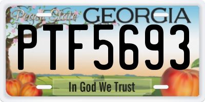 GA license plate PTF5693