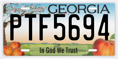 GA license plate PTF5694
