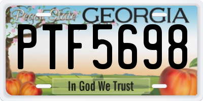 GA license plate PTF5698