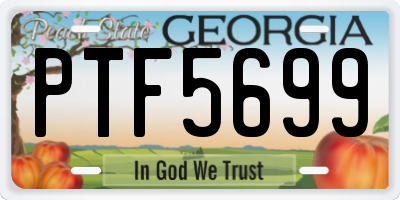 GA license plate PTF5699