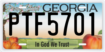 GA license plate PTF5701