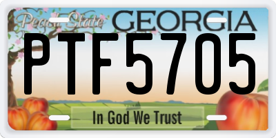 GA license plate PTF5705