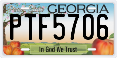 GA license plate PTF5706