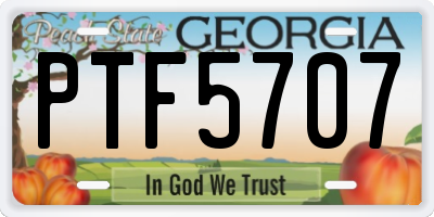 GA license plate PTF5707