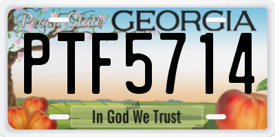 GA license plate PTF5714