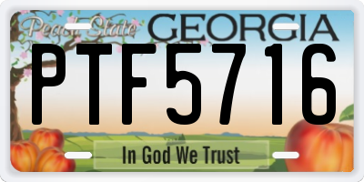 GA license plate PTF5716