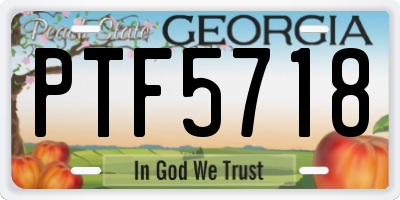 GA license plate PTF5718