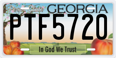 GA license plate PTF5720