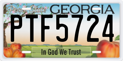 GA license plate PTF5724