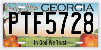 GA license plate PTF5728