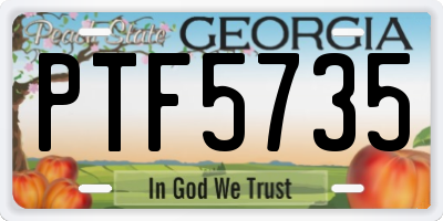 GA license plate PTF5735