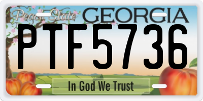GA license plate PTF5736