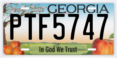 GA license plate PTF5747