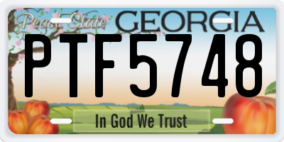 GA license plate PTF5748