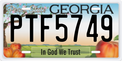 GA license plate PTF5749