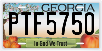 GA license plate PTF5750