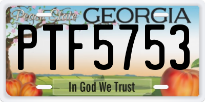 GA license plate PTF5753