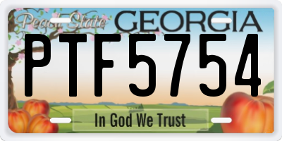 GA license plate PTF5754