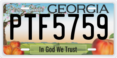 GA license plate PTF5759