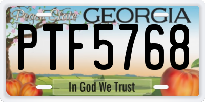 GA license plate PTF5768