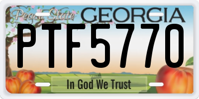 GA license plate PTF5770