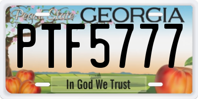 GA license plate PTF5777
