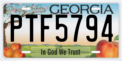 GA license plate PTF5794