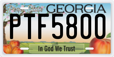 GA license plate PTF5800