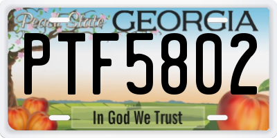 GA license plate PTF5802