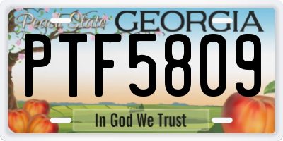 GA license plate PTF5809