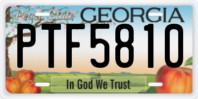 GA license plate PTF5810