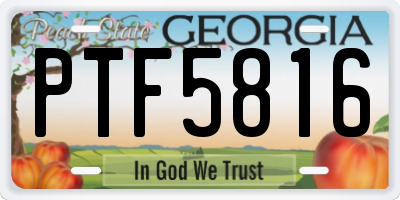 GA license plate PTF5816