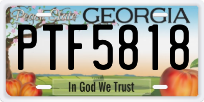 GA license plate PTF5818