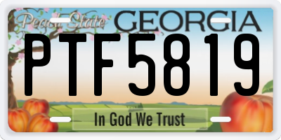 GA license plate PTF5819
