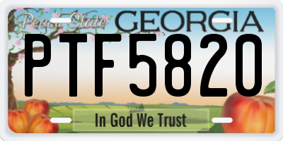 GA license plate PTF5820