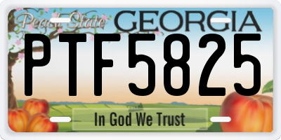 GA license plate PTF5825