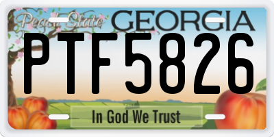 GA license plate PTF5826