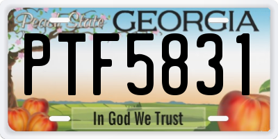GA license plate PTF5831